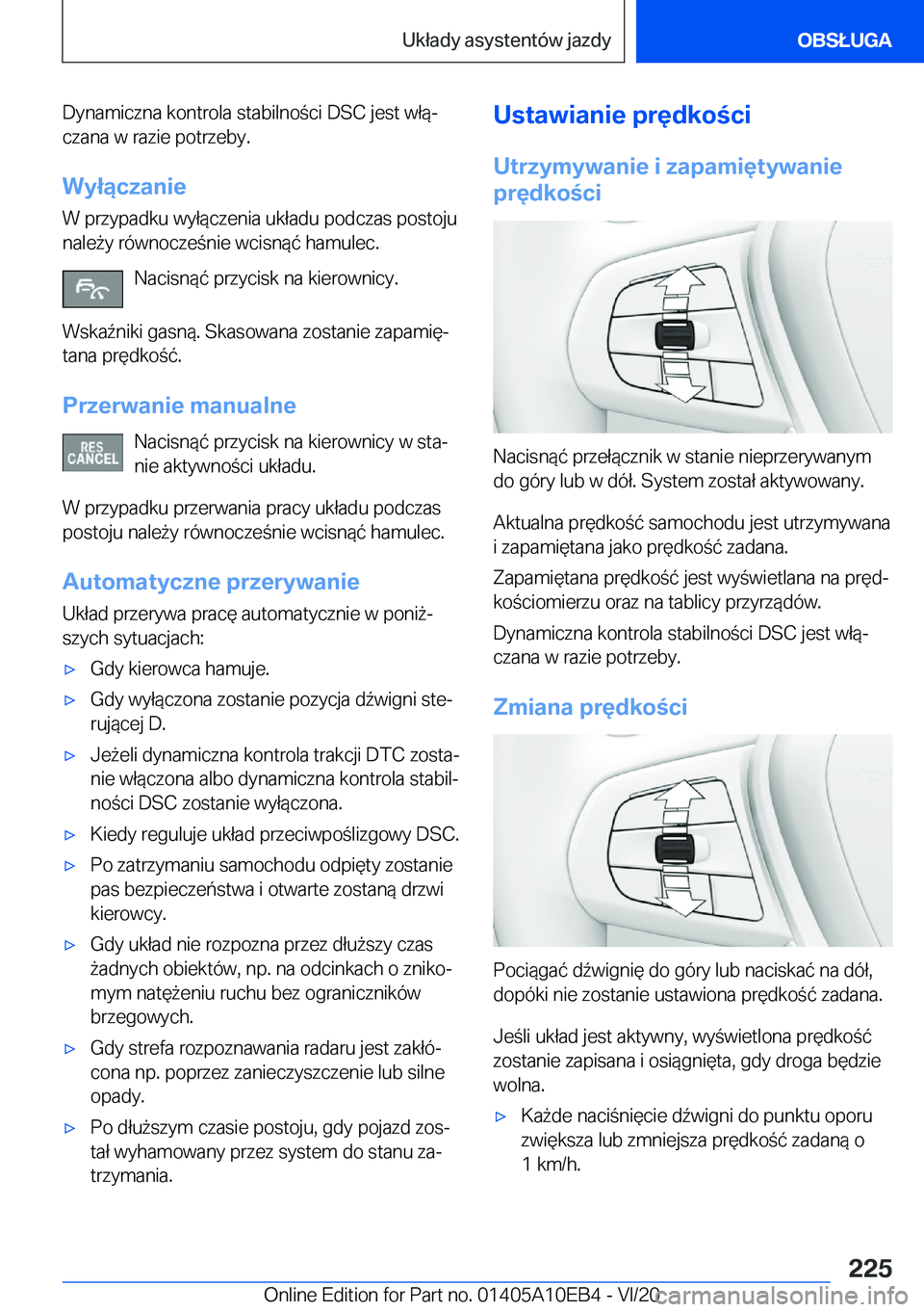 BMW X3 2021  Instrukcja obsługi (in Polish) �D�y�n�a�m�i�c�z�n�a��k�o�n�t�r�o�l�a��s�t�a�b�i�l�n�o�c�i��D�S�C��j�e�s�t��w�ł�