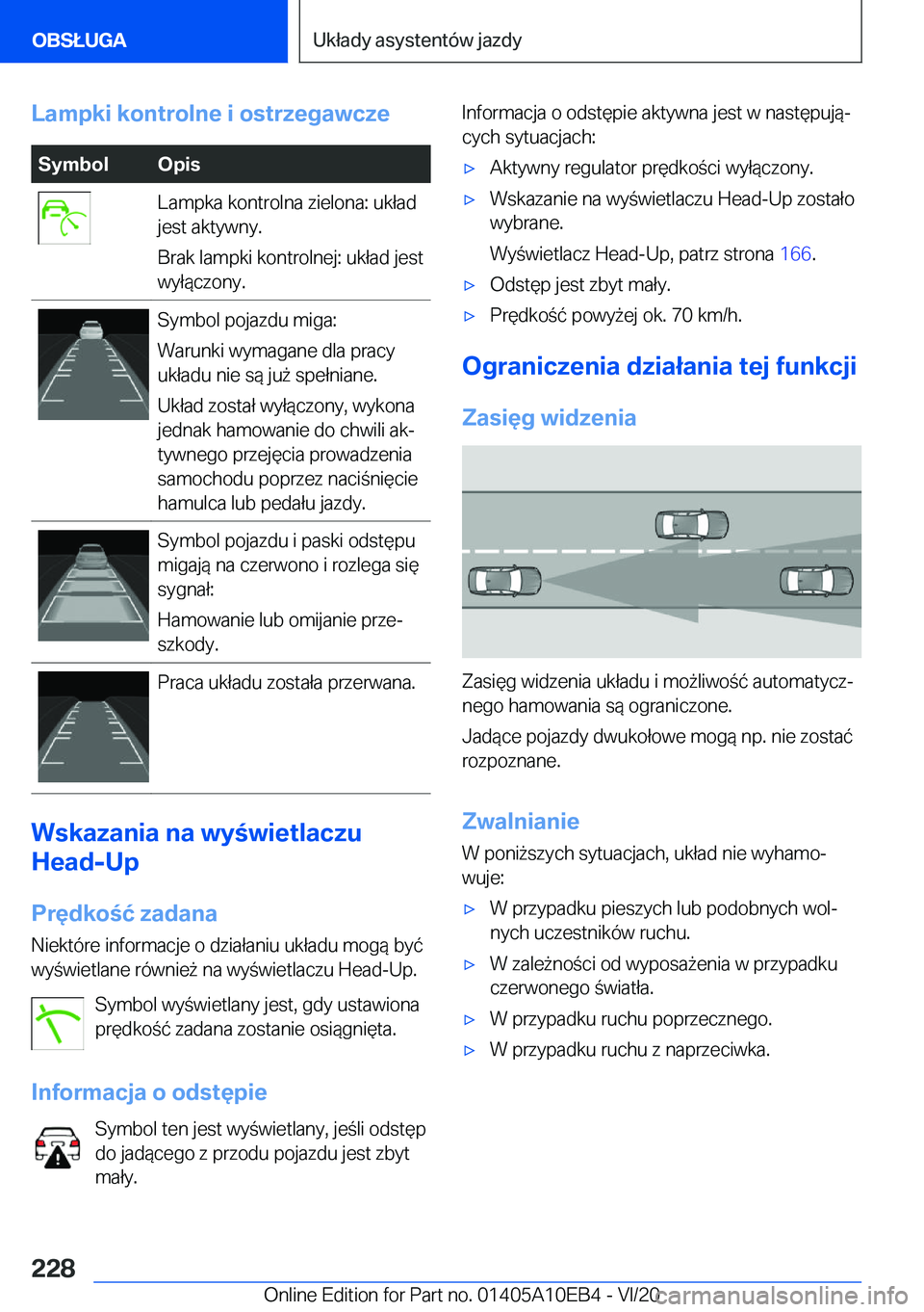 BMW X3 2021  Instrukcja obsługi (in Polish) �L�a�m�p�k�i��k�o�n�t�r�o�l�n�e��i��o�s�t�r�z�e�g�a�w�c�z�e�S�y�m�b�o�l�O�p�i�s�L�a�m�p�k�a��k�o�n�t�r�o�l�n�a��z�i�e�l�o�n�a�:��u�k�ł�a�d
�j�e�s�t��a�k�t�y�w�n�y�.
�B�r�a�k��l�a�m�p�k�i��k�