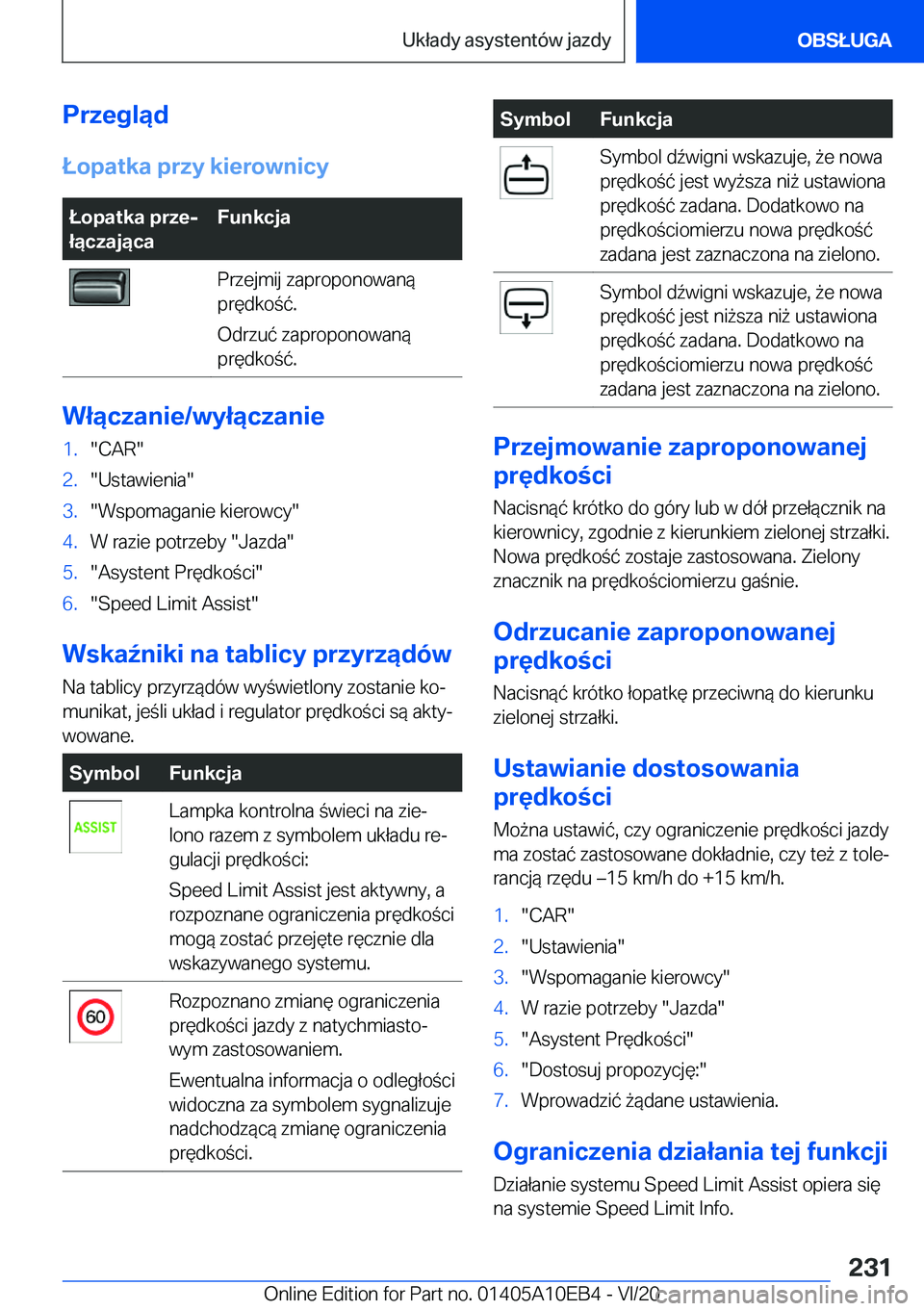 BMW X3 2021  Instrukcja obsługi (in Polish) �P�r�z�e�g�l�ą�d�Ł�o�p�a�t�k�a��p�r�z�y��k�i�e�r�o�w�n�i�c�y�Ł�o�p�a�t�k�a��p�r�z�ej
�ł�ą�c�z�a�j�ą�c�a�F�u�n�k�c�j�a�P�r�z�e�j�m�i�j��z�a�p�r�o�p�o�n�o�w�a�n�