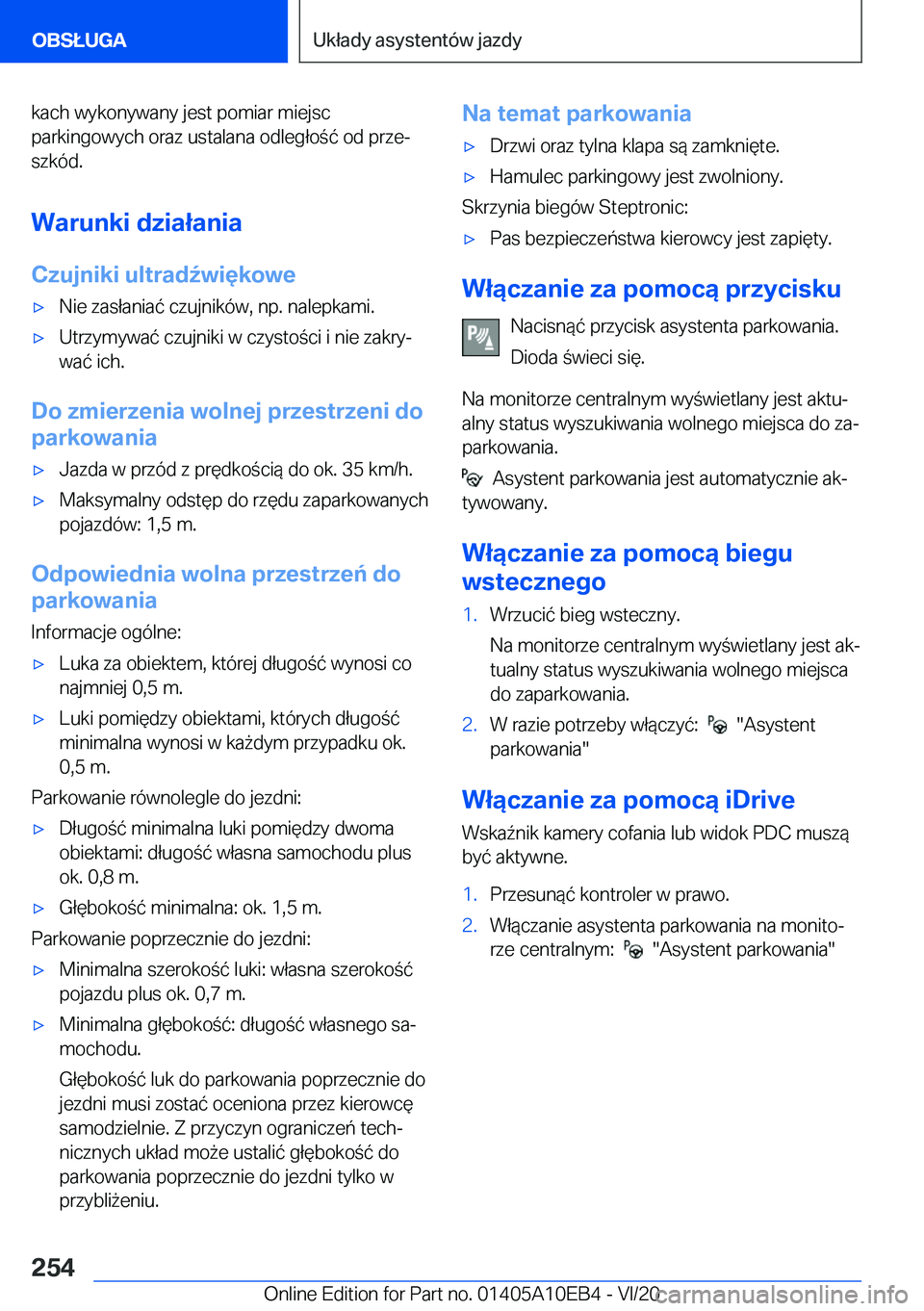 BMW X3 2021  Instrukcja obsługi (in Polish) �k�a�c�h��w�y�k�o�n�y�w�a�n�y��j�e�s�t��p�o�m�i�a�r��m�i�e�j�s�c
�p�a�r�k�i�n�g�o�w�y�c�h��o�r�a�z��u�s�t�a�l�a�n�a��o�d�l�e�g�ł�o�