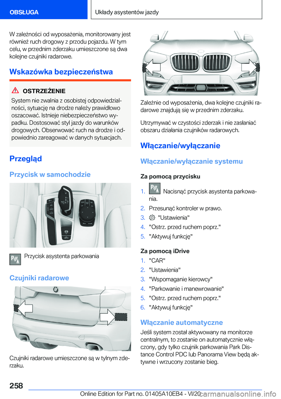 BMW X3 2021  Instrukcja obsługi (in Polish) �W��z�a�l�e9�n�o�c�i��o�d��w�y�p�o�s�a9�e�n�i�a�,��m�o�n�i�t�o�r�o�w�a�n�y��j�e�s�t
�r�