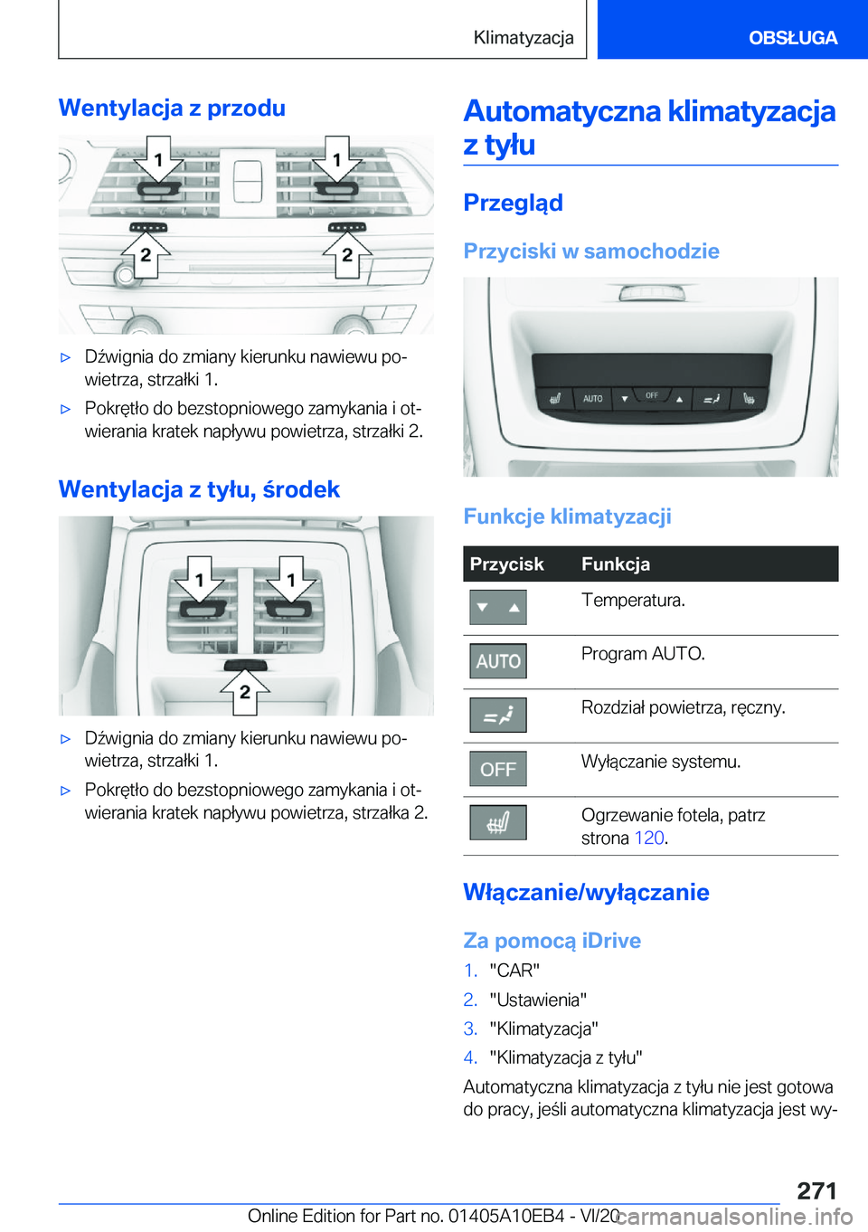 BMW X3 2021  Instrukcja obsługi (in Polish) �W�e�n�t�y�l�a�c�j�a��z��p�r�z�o�d�u'x�D7�w�i�g�n�i�a��d�o��z�m�i�a�n�y��k�i�e�r�u�n�k�u��n�a�w�i�e�w�u��p�oj
�w�i�e�t�r�z�a�,��s�t�r�z�a�ł�k�i��1�.'x�P�o�k�r�