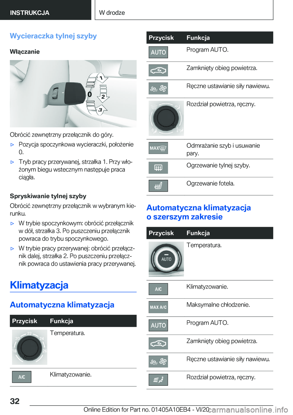 BMW X3 2021  Instrukcja obsługi (in Polish) �W�y�c�i�e�r�a�c�z�k�a��t�y�l�n�e�j��s�z�y�b�y�W�ł�ą�c�z�a�n�i�e
�O�b�r�