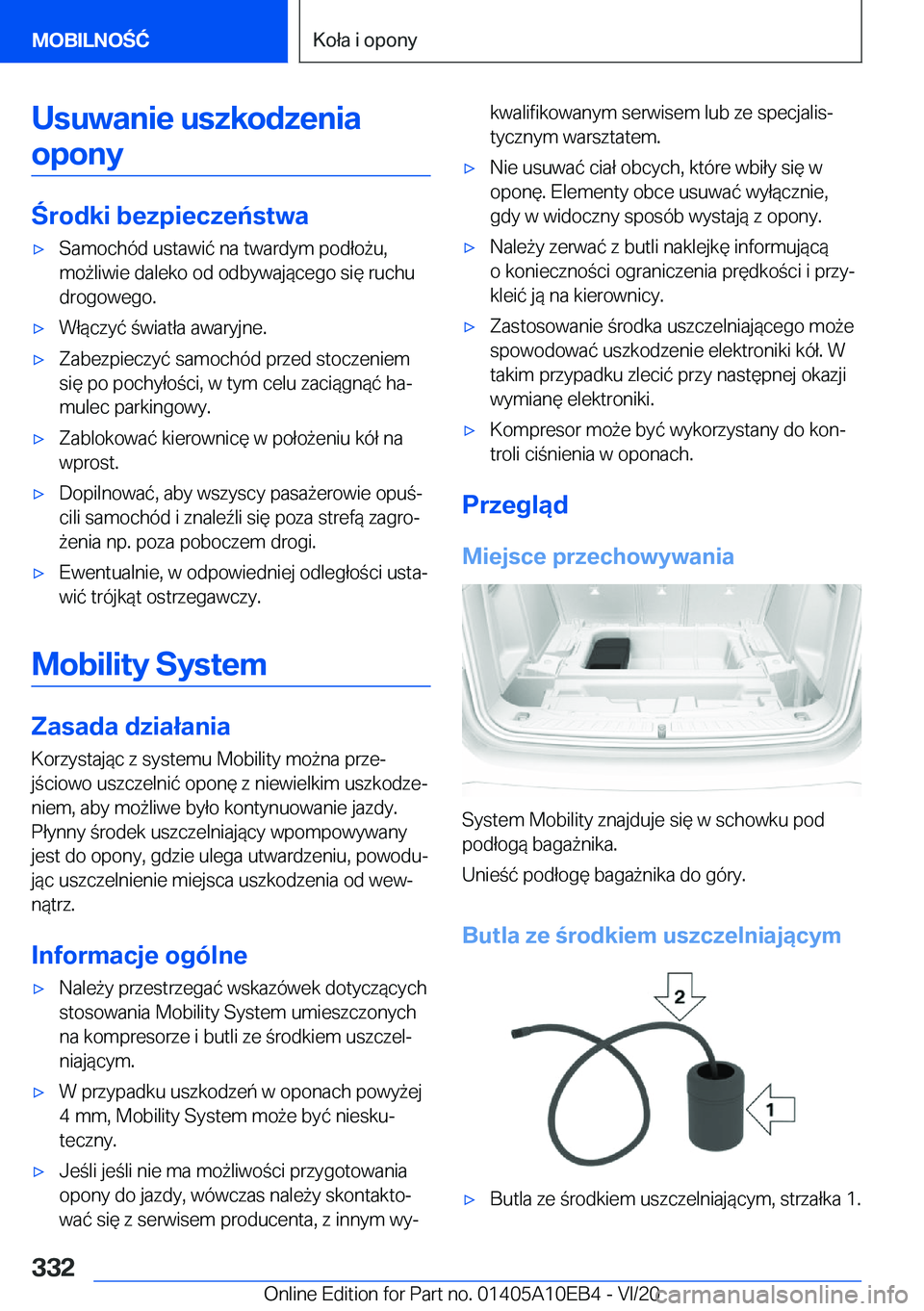BMW X3 2021  Instrukcja obsługi (in Polish) �U�s�u�w�a�n�i�e��u�s�z�k�o�d�z�e�n�i�a�o�p�o�n�y
�r�o�d�k�i��b�e�z�p�i�e�c�z�e�