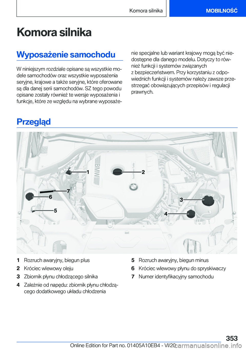 BMW X3 2021  Instrukcja obsługi (in Polish) �K�o�m�o�r�a��s�i�l�n�i�k�a�W�y�p�o�s�a9�e�n�i�e��s�a�m�o�c�h�o�d�u
�W��n�i�n�i�e�j�s�z�y�m��r�o�z�d�z�i�a�l�e��o�p�i�s�a�n�e��s�