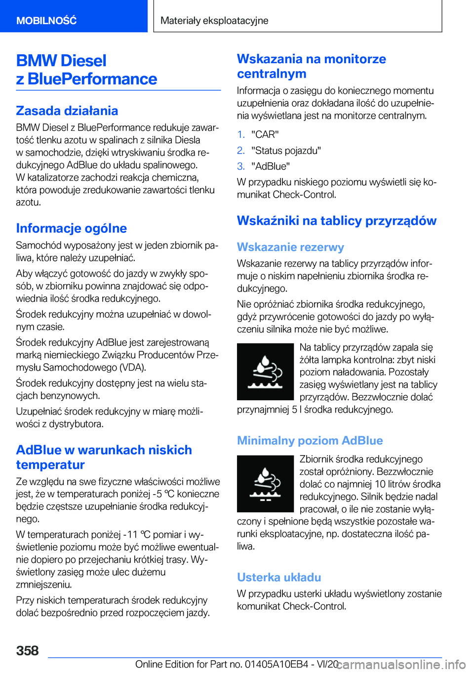 BMW X3 2021  Instrukcja obsługi (in Polish) �B�M�W��D�i�e�s�e�l�z��B�l�u�e�P�e�r�f�o�r�m�a�n�c�e
�Z�a�s�a�d�a��d�z�i�a�ł�a�n�i�a
�B�M�W��D�i�e�s�e�l��z��B�l�u�e�P�e�r�f�o�r�m�a�n�c�e��r�e�d�u�k�u�j�e��z�a�w�a�rj
�t�o�