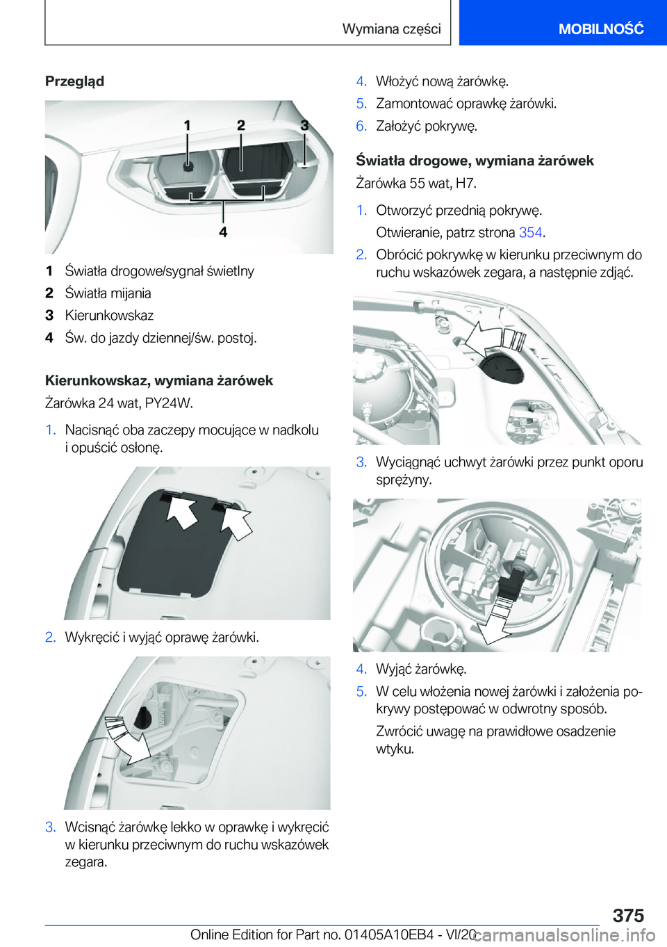 BMW X3 2021  Instrukcja obsługi (in Polish) �P�r�z�e�g�l�ą�d�1�w�i�a�t�ł�a��d�r�o�g�o�w�e�/�s�y�g�n�a�ł��w�i�e�t�l�n�y�2�w�i�a�t�ł�a��m�i�j�a�n�i�a�3�K�i�e�r�u�n�k�o�w�s�k�a�z�4�w�.��d�o��j�a�z�d�y��d�z�i�e�n�n�e�j�/�w�.��p
