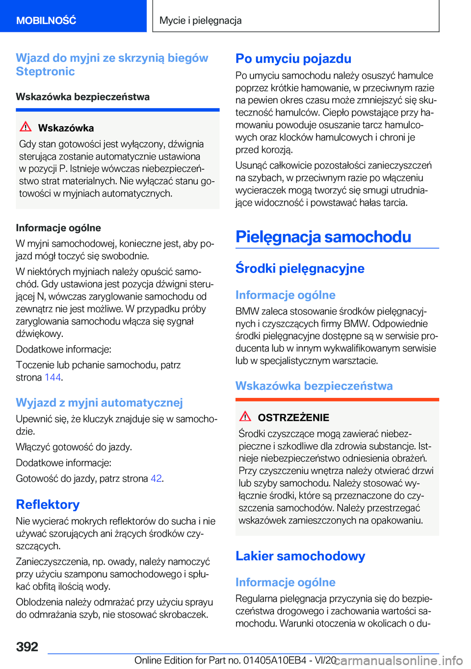 BMW X3 2021  Instrukcja obsługi (in Polish) �W�j�a�z�d��d�o��m�y�j�n�i��z�e��s�k�r�z�y�n�i�ą��b�i�e�g�