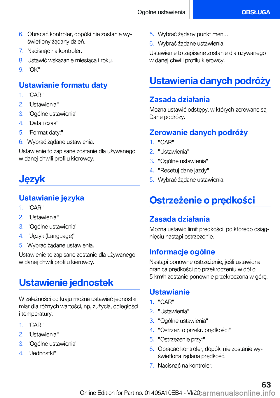 BMW X3 2021  Instrukcja obsługi (in Polish) �6�.�O�b�r�a�c�a�
