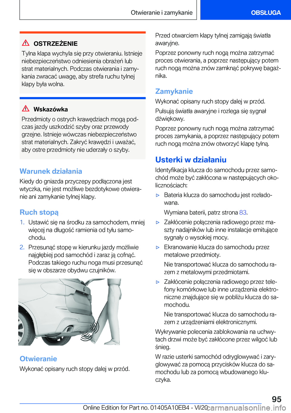 BMW X3 2021  Instrukcja obsługi (in Polish) �O�S�T�R�Z�E8�E�N�I�E
�T�y�l�n�a��k�l�a�p�a��w�y�c�h�y�l�a��s�i�