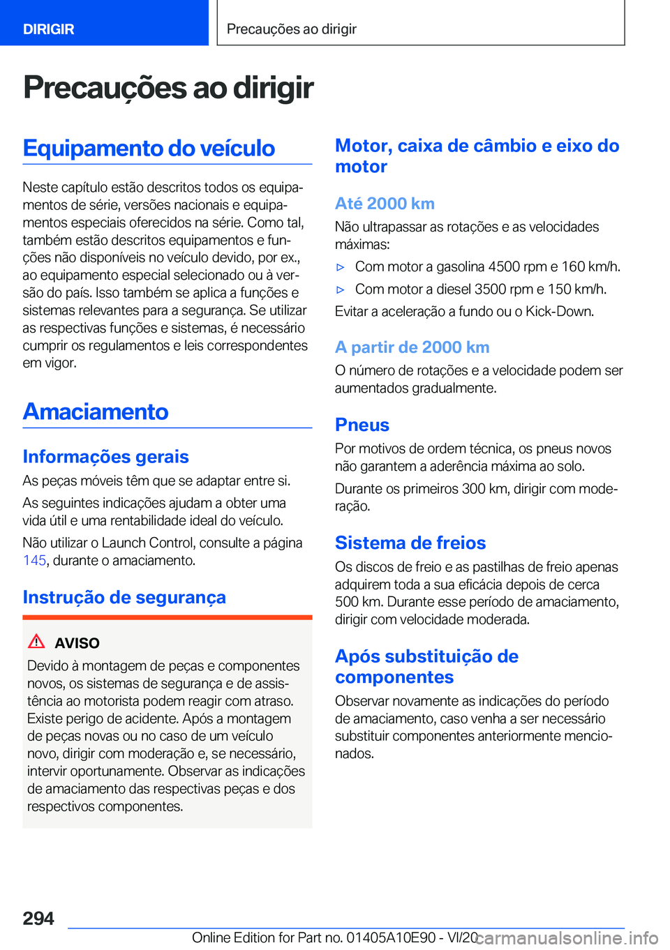 BMW X3 2021  Manual do condutor (in Portuguese) �P�r�e�c�a�u�