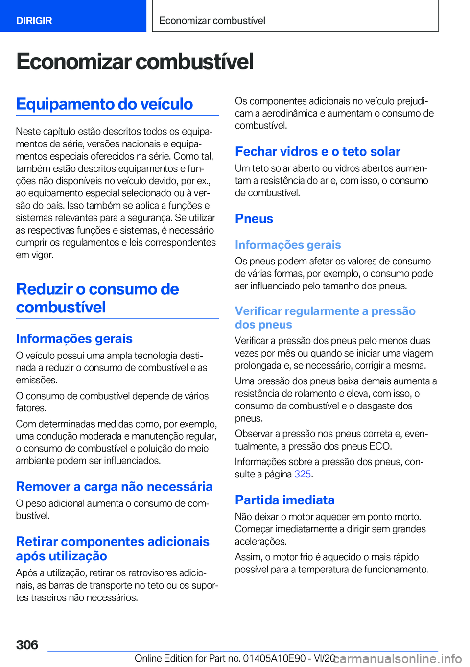 BMW X3 2021  Manual do condutor (in Portuguese) �E�c�o�n�o�m�i�z�a�r��c�o�m�b�u�s�t�