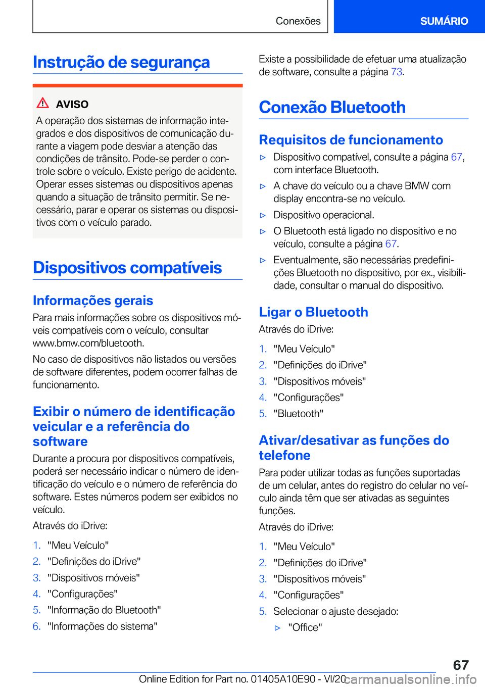 BMW X3 2021  Manual do condutor (in Portuguese) �I�n�s�t�r�u�