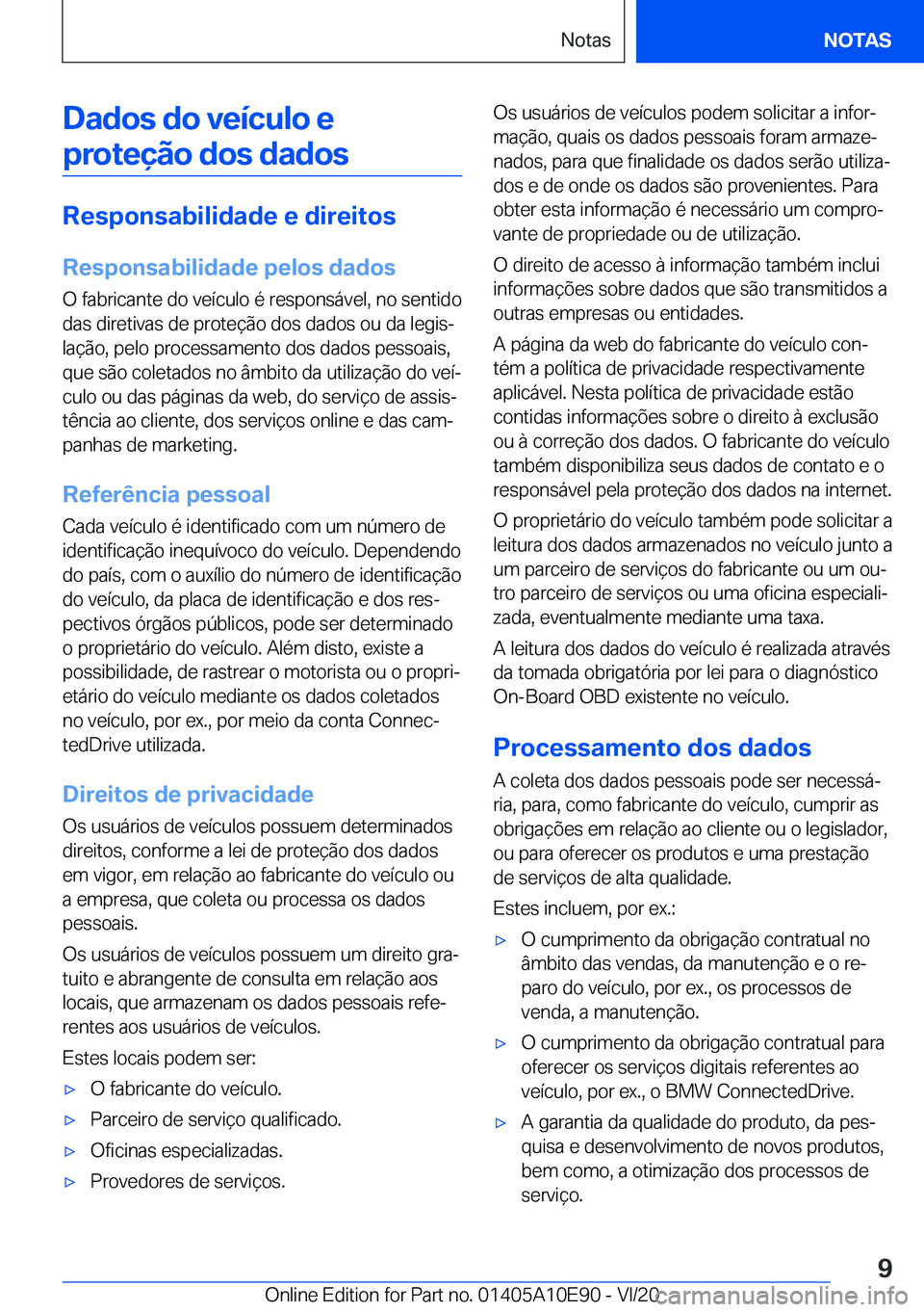 BMW X3 2021  Manual do condutor (in Portuguese) �D�a�d�o�s��d�o��v�e�