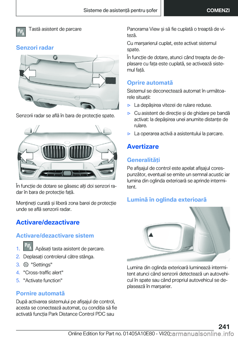 BMW X3 2021  Ghiduri De Utilizare (in Romanian) �T�a�s�t�