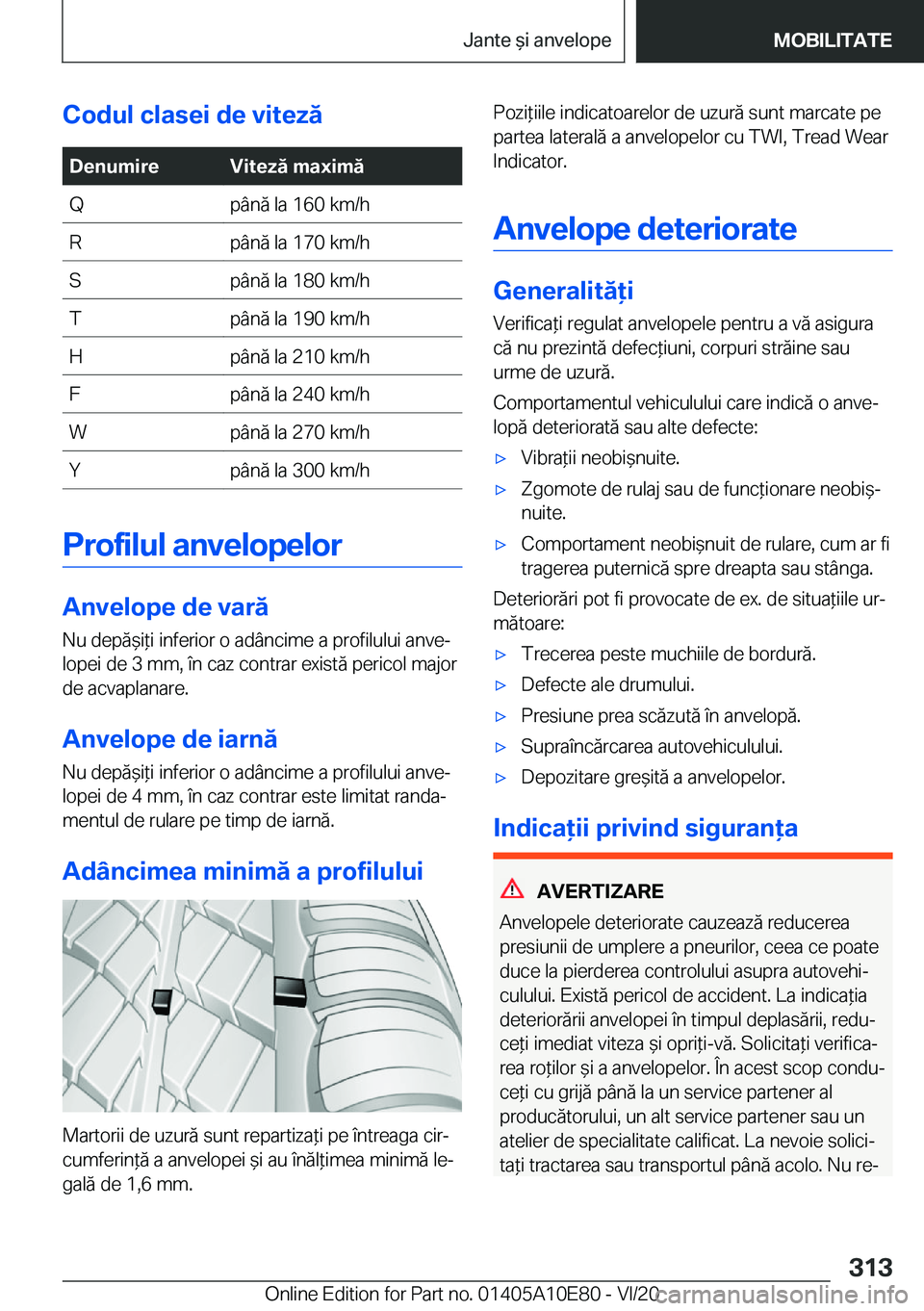 BMW X3 2021  Ghiduri De Utilizare (in Romanian) �C�o�d�u�l��c�l�a�s�e�i��d�e��v�i�t�e�z�ă�D�e�n�u�m�i�r�e�V�i�t�e�z�ă��m�a�x�i�m�ă�Q�p�