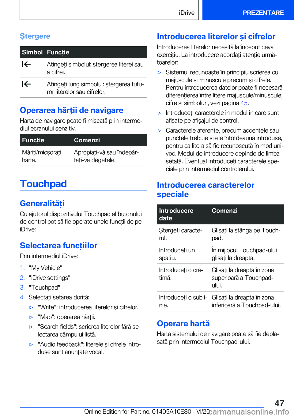 BMW X3 2021  Ghiduri De Utilizare (in Romanian) �t�e�r�g�e�r�e�S�i�m�b�o�l�F�u�n�c�i�e��A�t�i�n�g�e*�i��s�i�m�b�o�l�u�l�:�&�t�e�r�g�e�r�e�a��l�i�t�e�r�e�i��s�a�u
�a��c�i�f�r�e�i�.��A�t�i�n�g�e*�i��l�u�n�g��s�i�m�b�o�l�u�l�:�&�t�e�