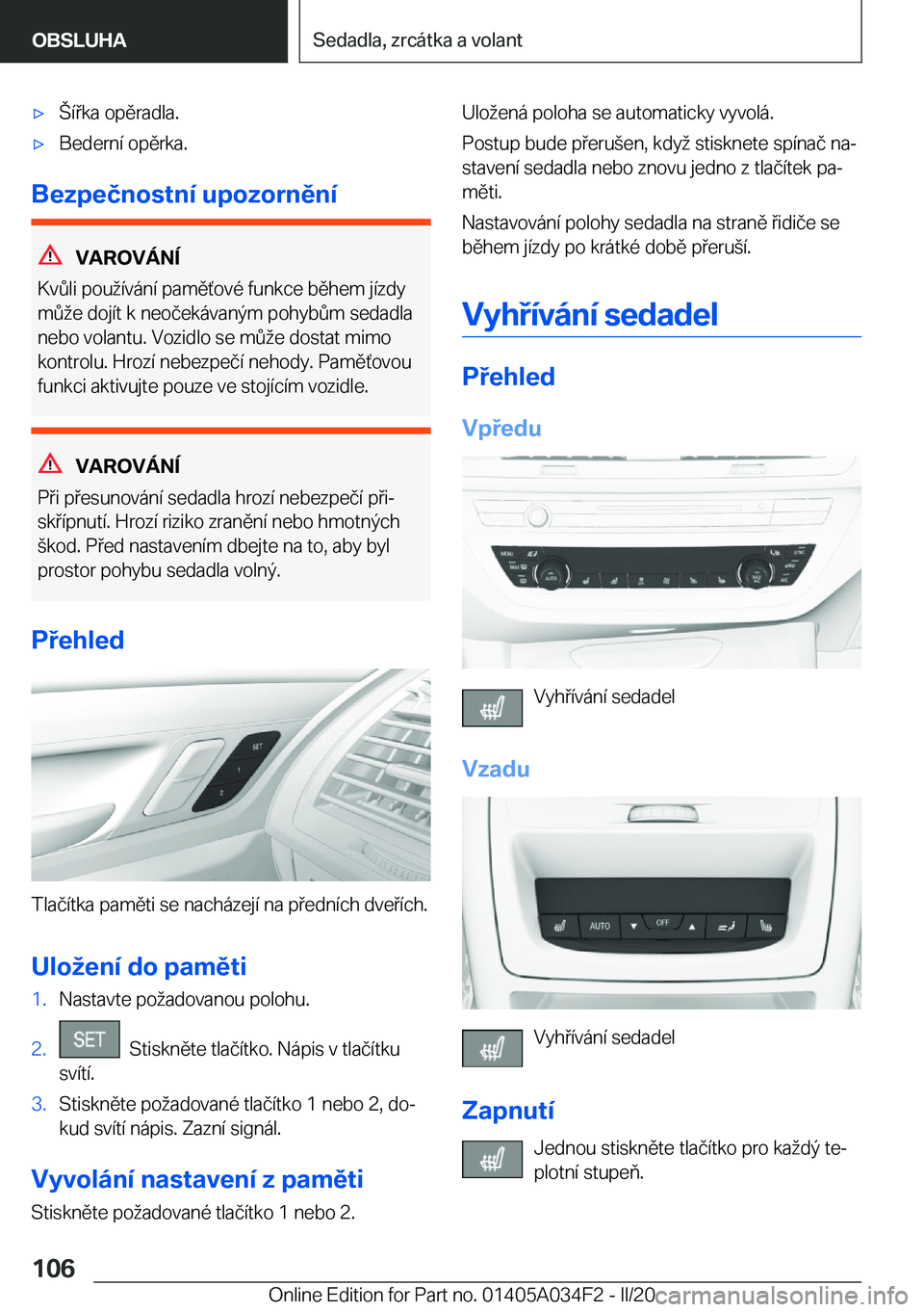 BMW X3 2020  Návod na použití (in Czech) x�