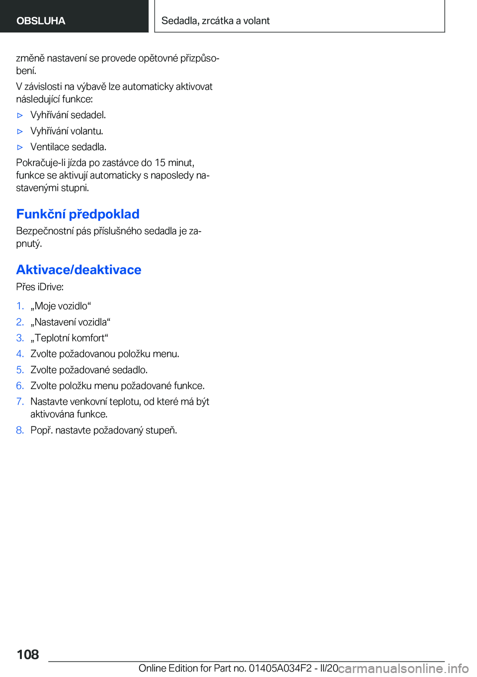 BMW X3 2020  Návod na použití (in Czech) �z�m�