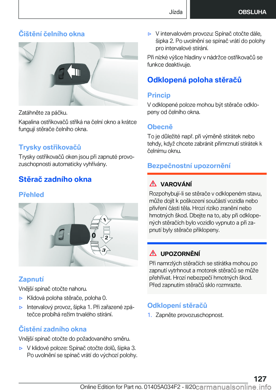 BMW X3 2020  Návod na použití (in Czech) �Č�i	�t�ě�n�