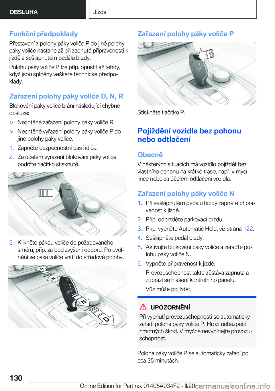 BMW X3 2020  Návod na použití (in Czech) �F�u�n�k�č�n�