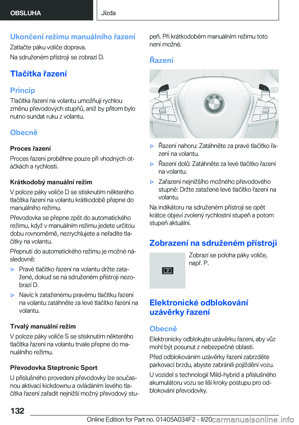 BMW X3 2020  Návod na použití (in Czech) �U�k�o�n�č�e�n�