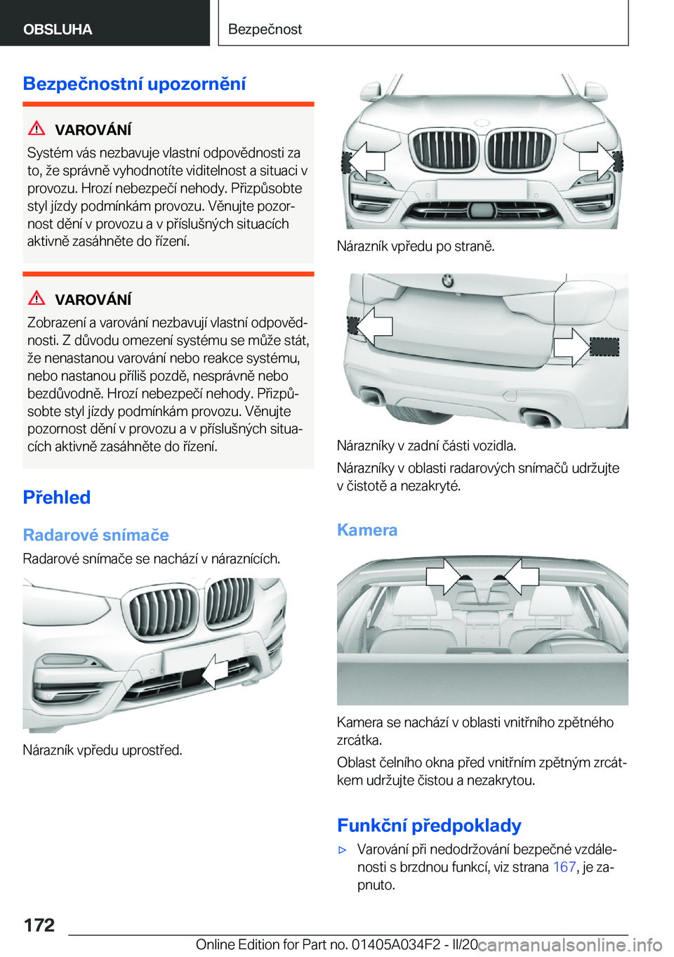 BMW X3 2020  Návod na použití (in Czech) �B�e�z�p�e�č�n�o�s�t�n�