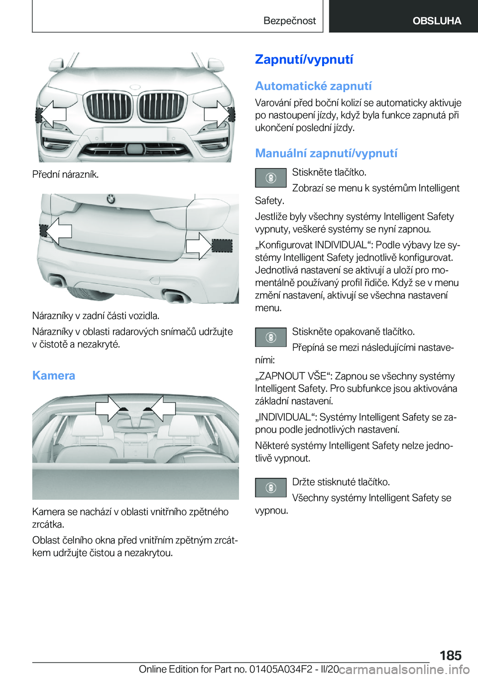 BMW X3 2020  Návod na použití (in Czech) �P�e�d�n�