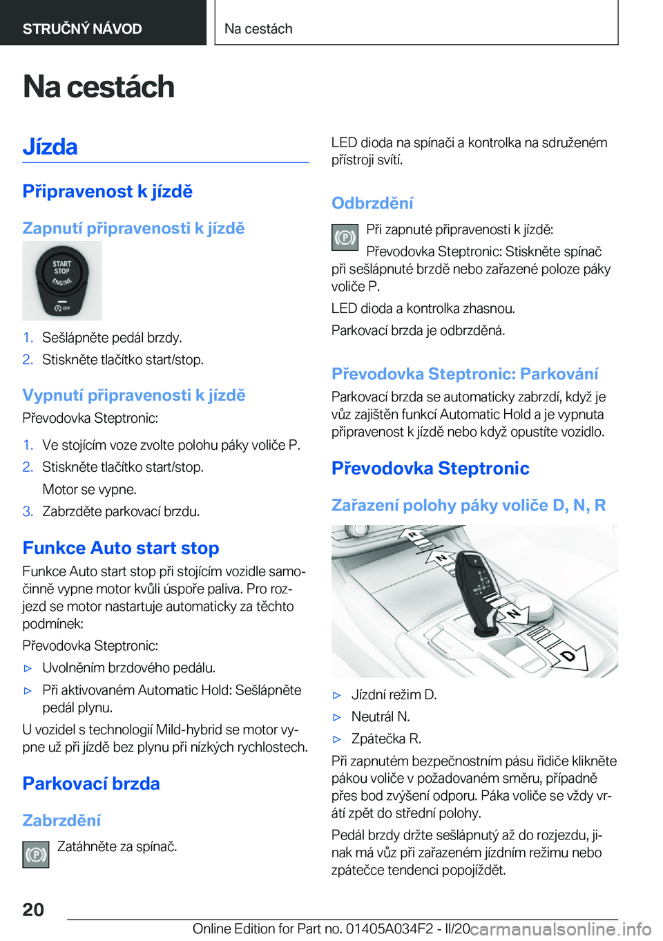 BMW X3 2020  Návod na použití (in Czech) �N�a��c�e�s�t�