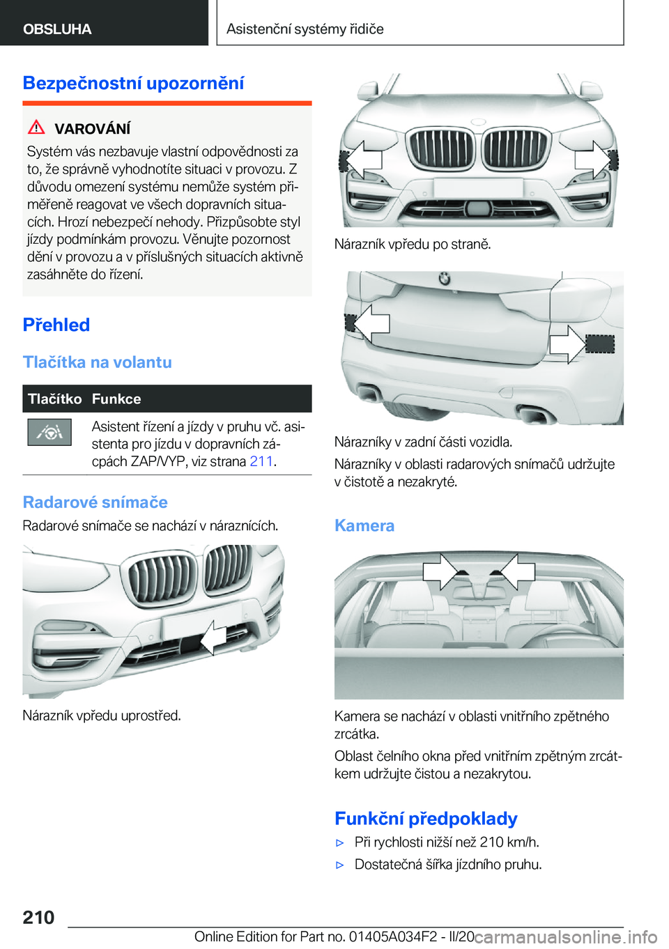 BMW X3 2020  Návod na použití (in Czech) �B�e�z�p�e�č�n�o�s�t�n�