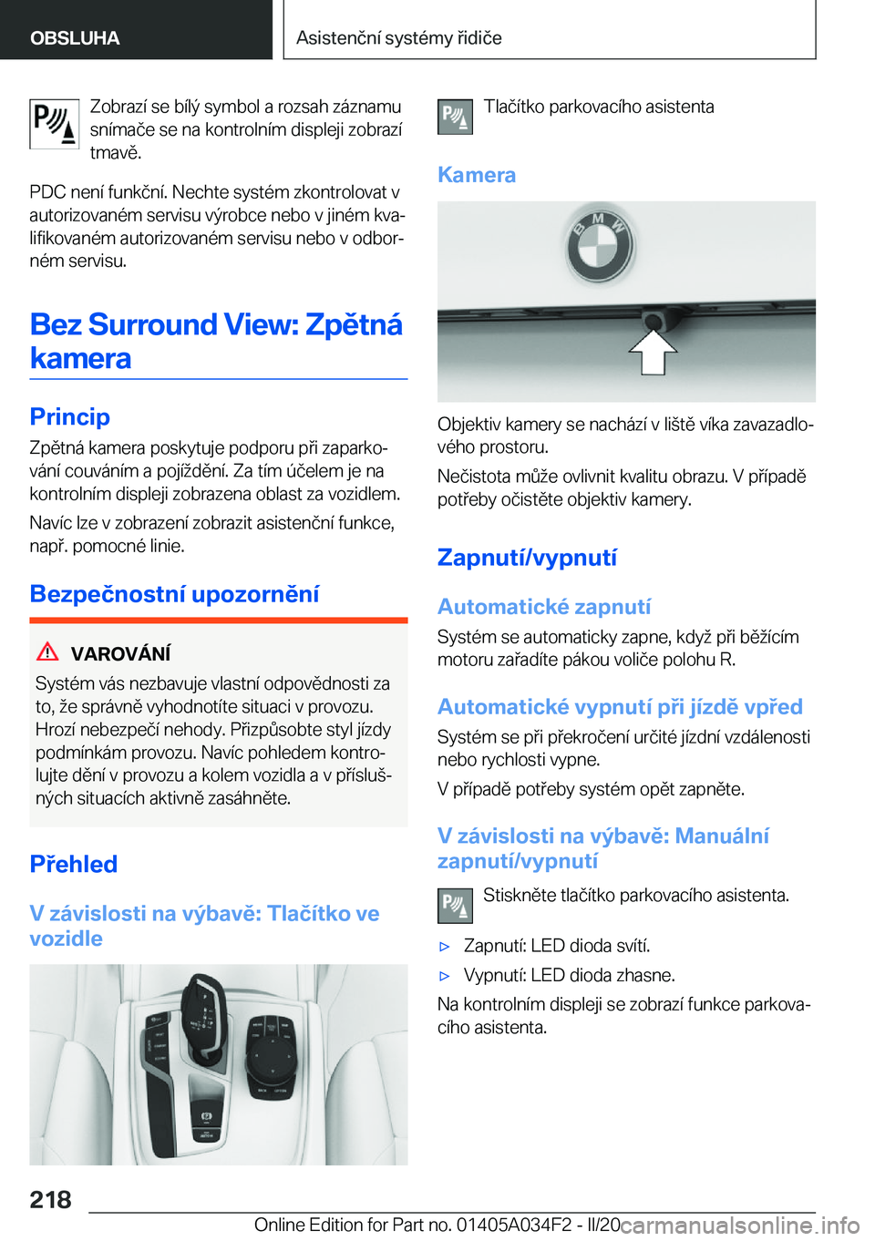 BMW X3 2020  Návod na použití (in Czech) �Z�o�b�r�a�z�
