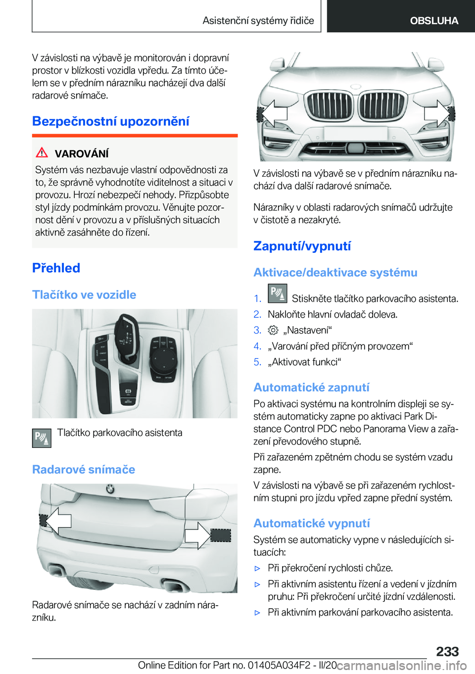 BMW X3 2020  Návod na použití (in Czech) �V��z�