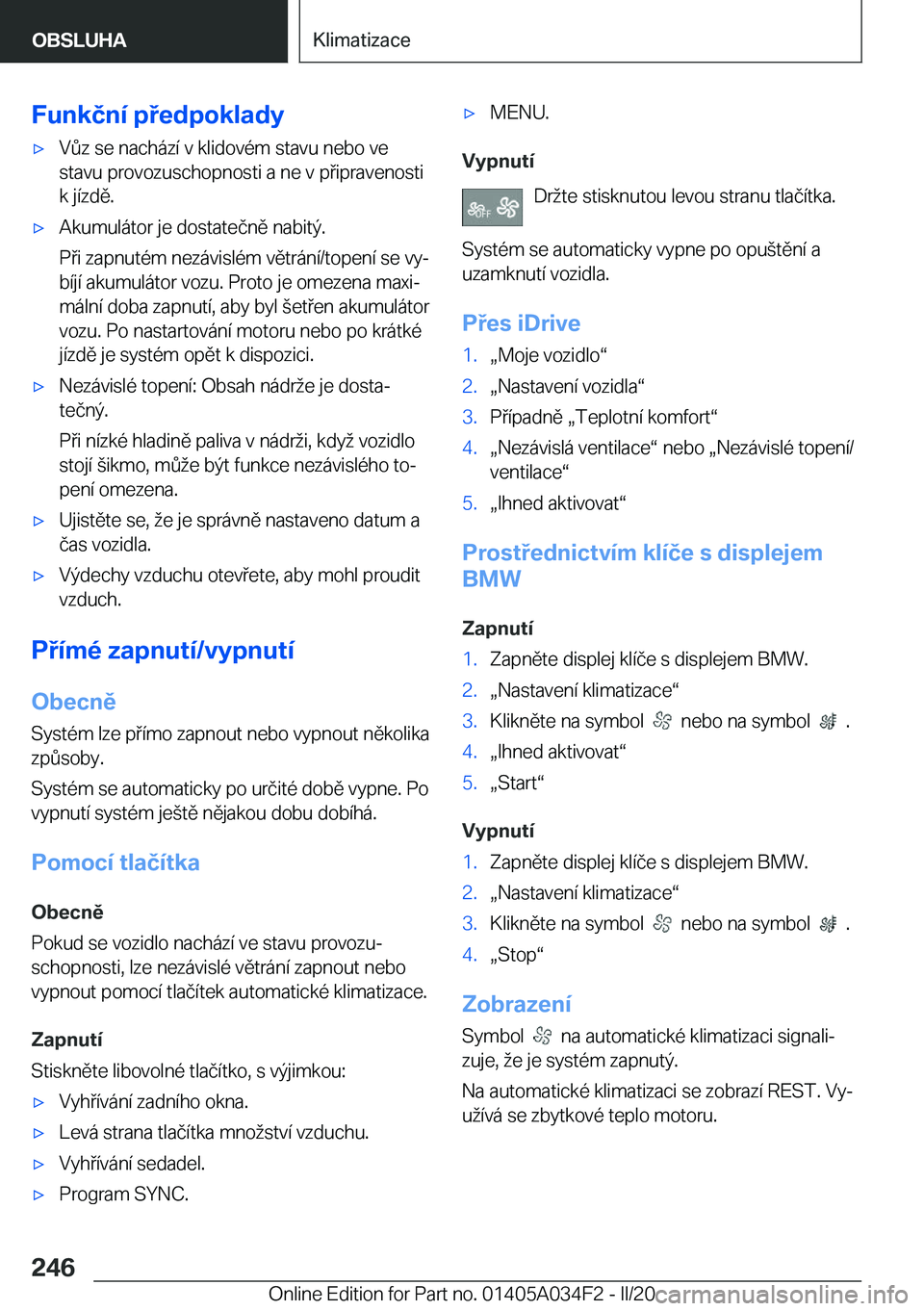 BMW X3 2020  Návod na použití (in Czech) �F�u�n�k�č�n�
