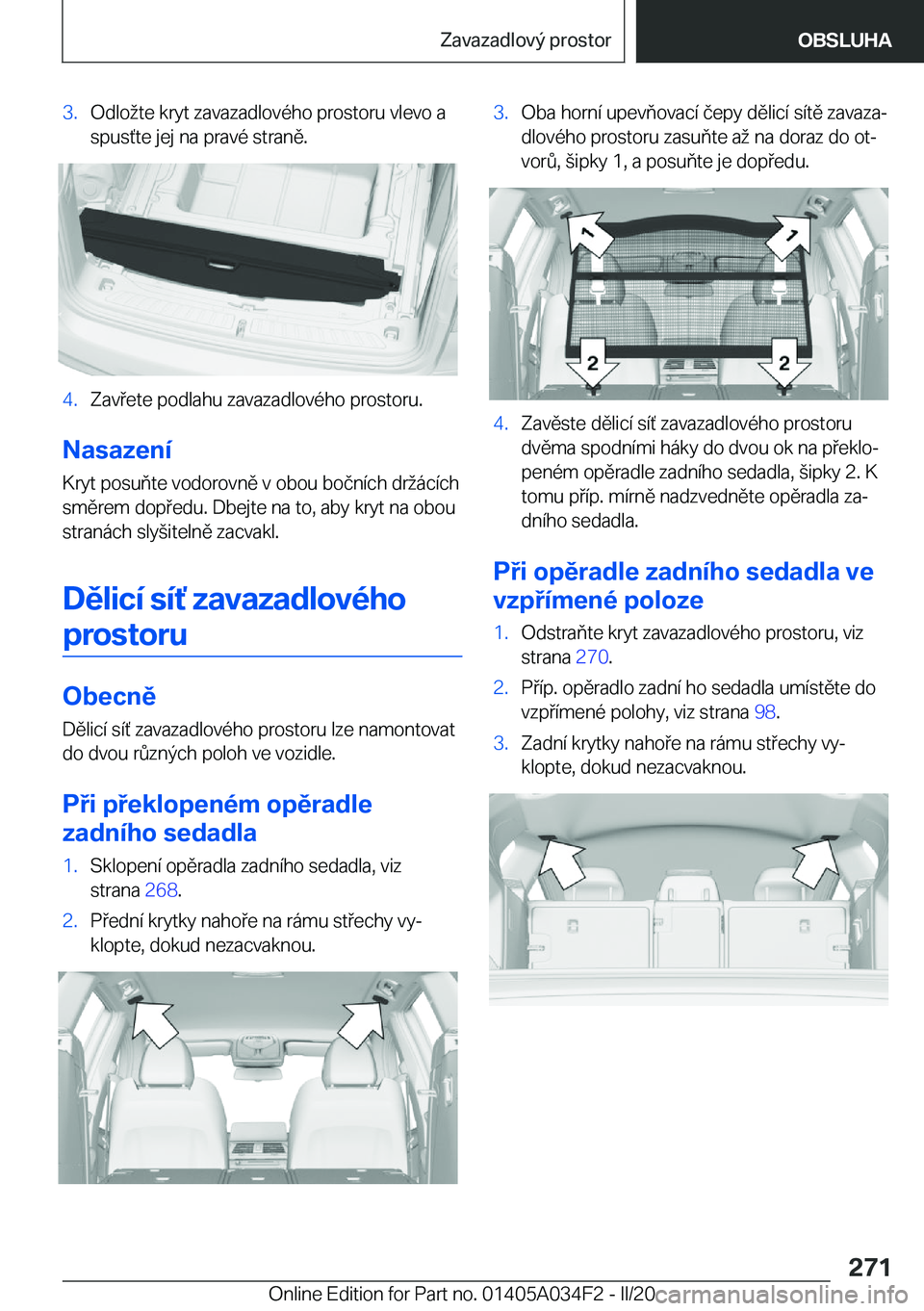BMW X3 2020  Návod na použití (in Czech) �3�.�O�d�l�o�t�e��k�r�y�t��z�a�v�a�z�a�d�l�o�v�