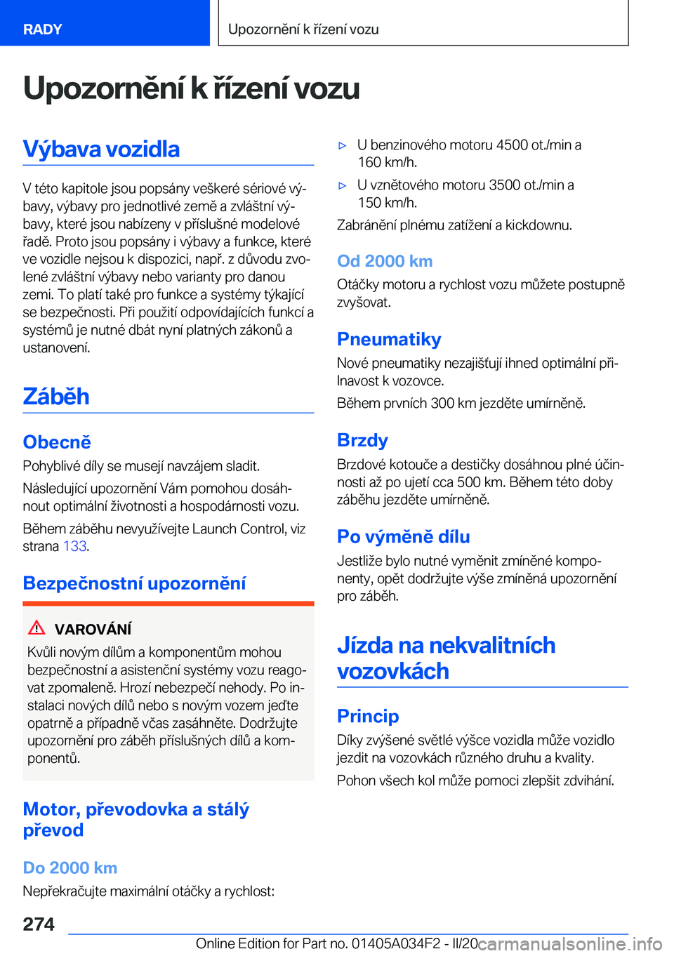 BMW X3 2020  Návod na použití (in Czech) �U�p�o�z�o�r�n�ě�n�