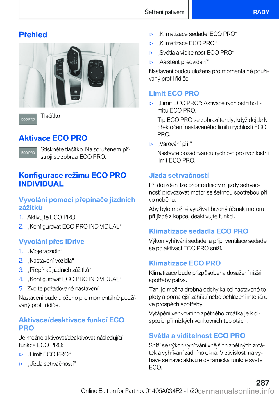 BMW X3 2020  Návod na použití (in Czech) �P�e�h�l�e�d
�T�l�a�č�
