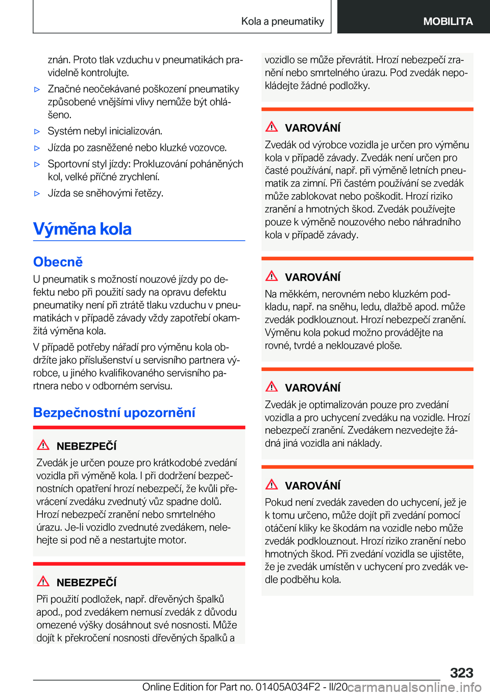 BMW X3 2020  Návod na použití (in Czech) �z�n�