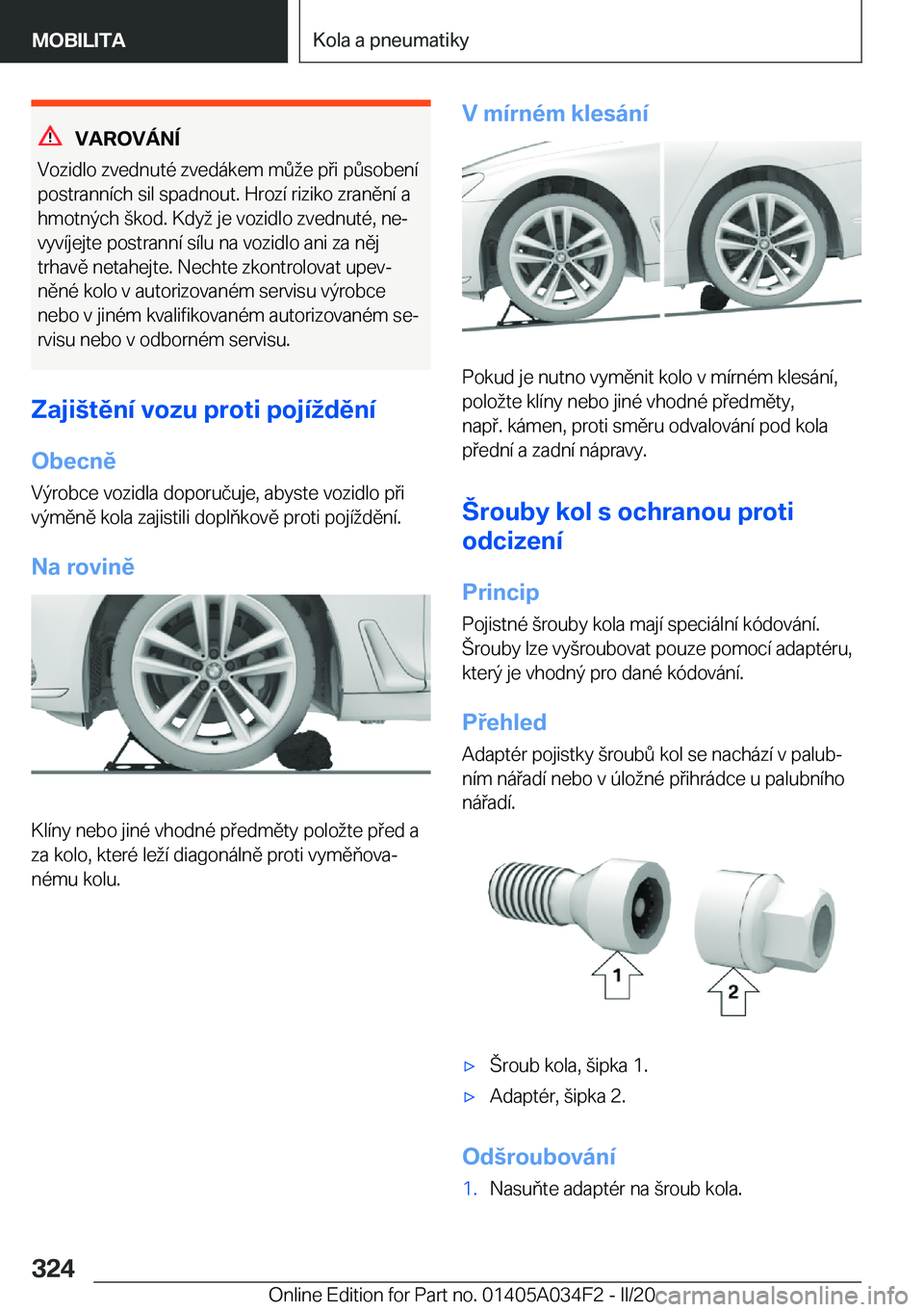 BMW X3 2020  Návod na použití (in Czech) �V�A�R�O�V�