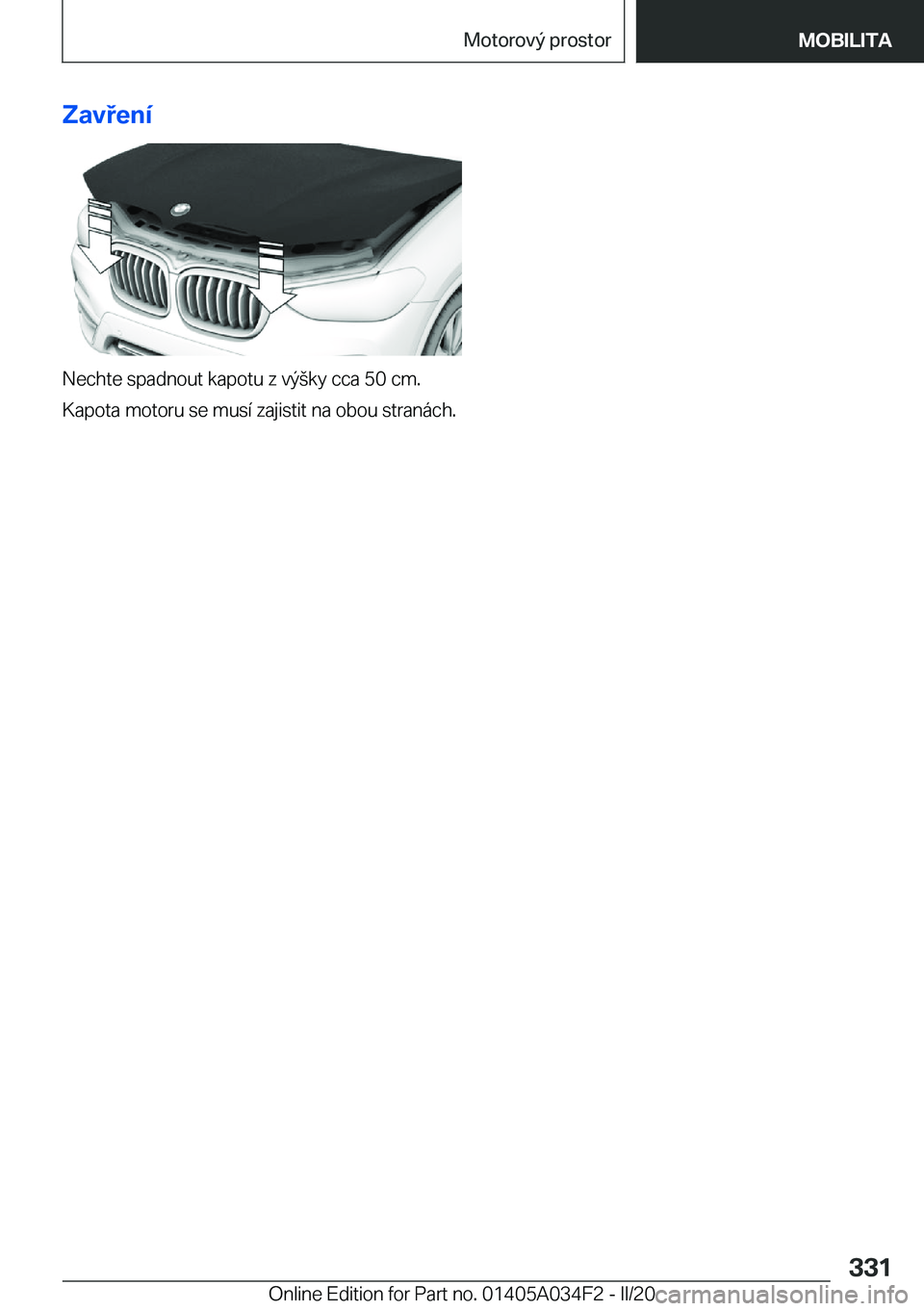 BMW X3 2020  Návod na použití (in Czech) �Z�a�v�e�n�