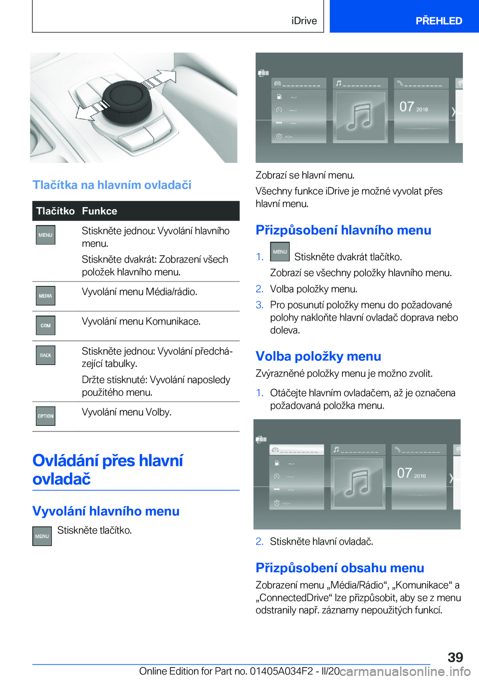BMW X3 2020  Návod na použití (in Czech) �T�l�a�č�