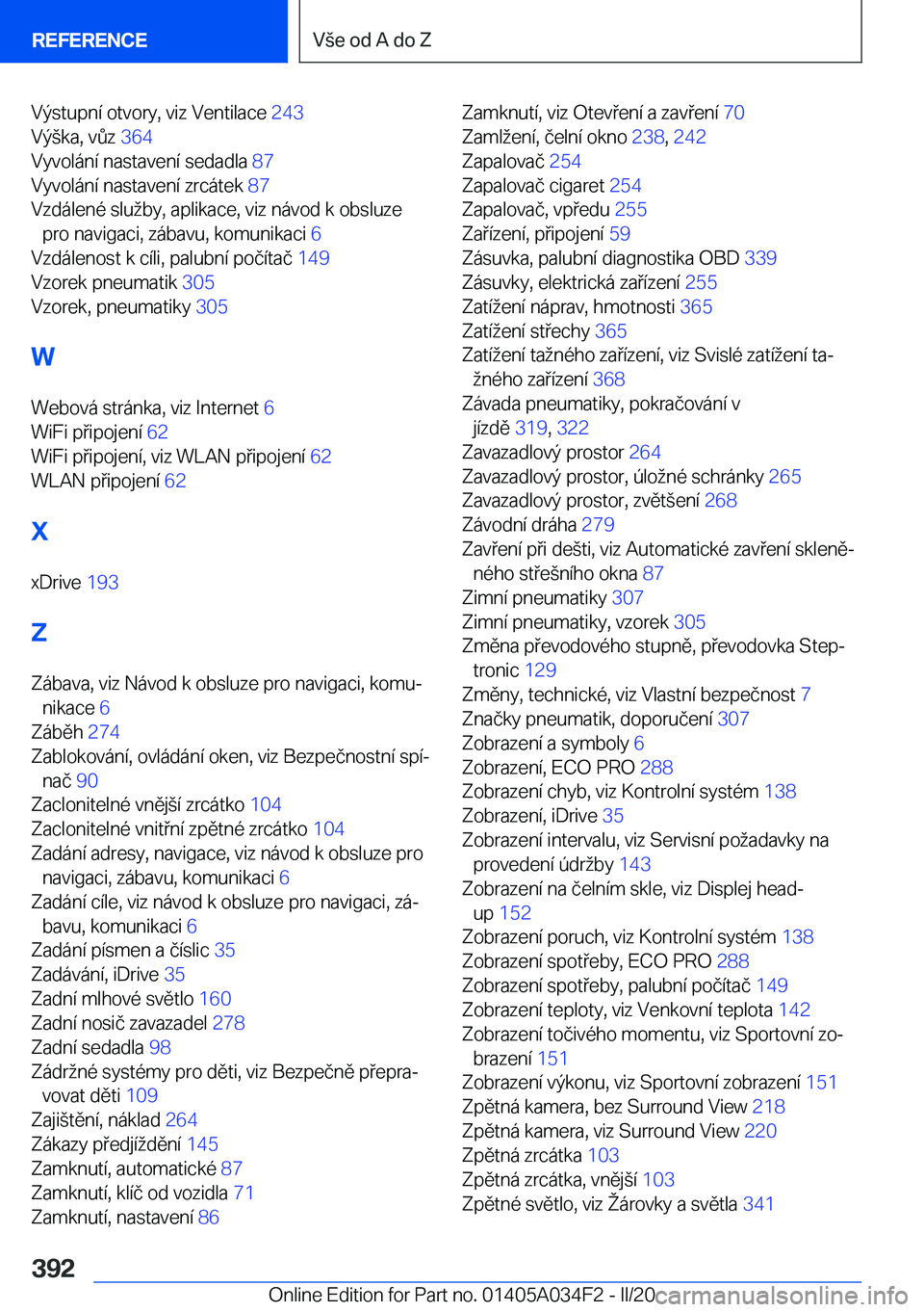 BMW X3 2020  Návod na použití (in Czech) �V�