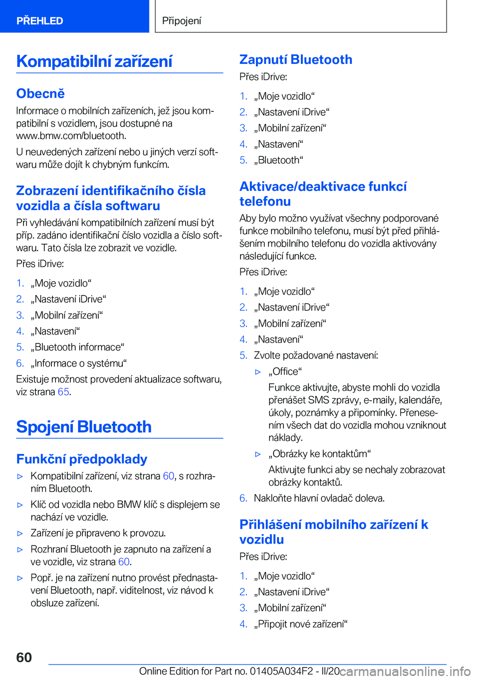 BMW X3 2020  Návod na použití (in Czech) �K�o�m�p�a�t�i�b�i�l�n�