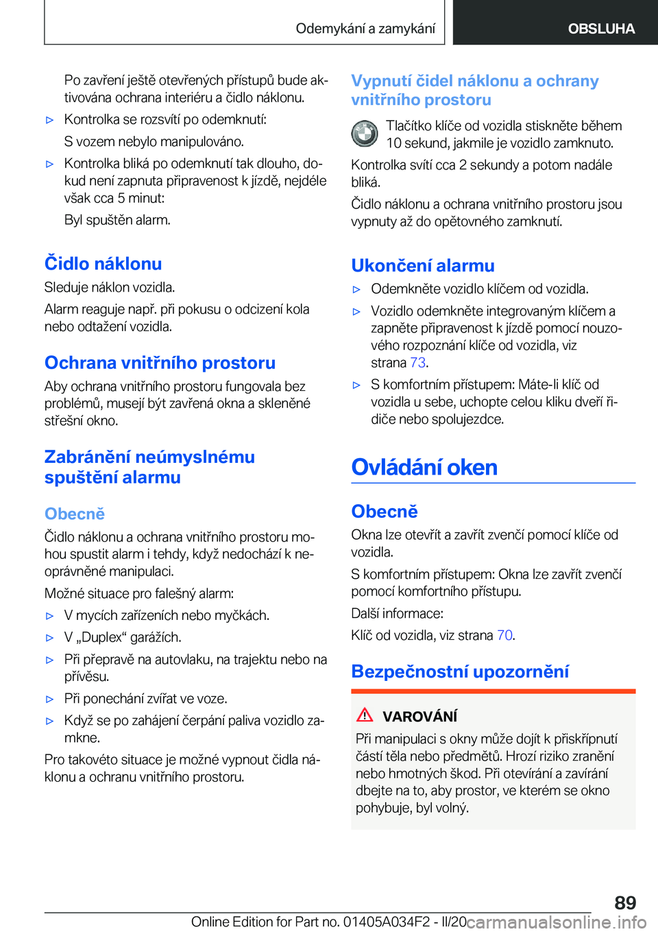 BMW X3 2020  Návod na použití (in Czech) �P�o��z�a�v�e�n�