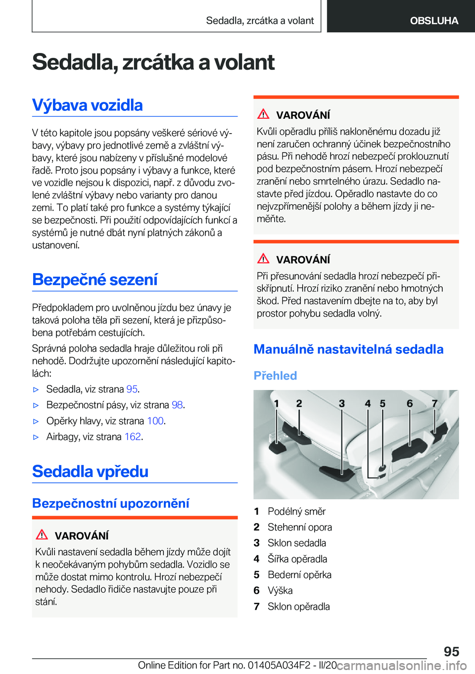 BMW X3 2020  Návod na použití (in Czech) �S�e�d�a�d�l�a�,��z�r�c�