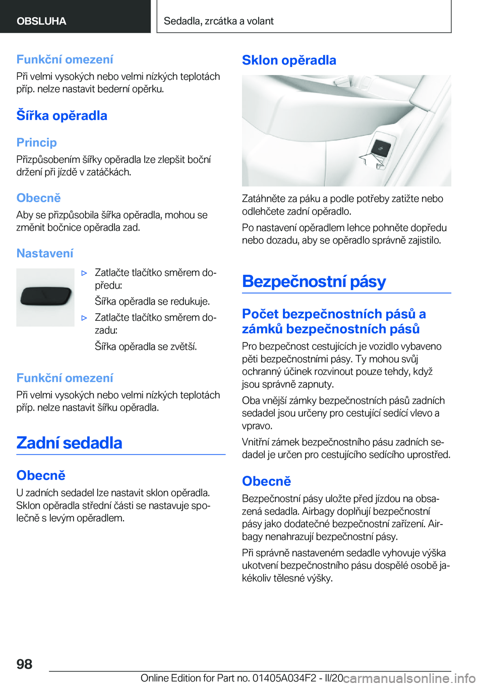 BMW X3 2020  Návod na použití (in Czech) �F�u�n�k�č�n�