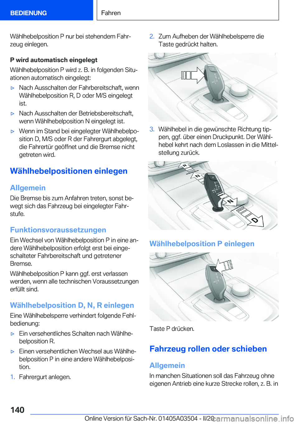 BMW X3 2020  Betriebsanleitungen (in German) �W�
