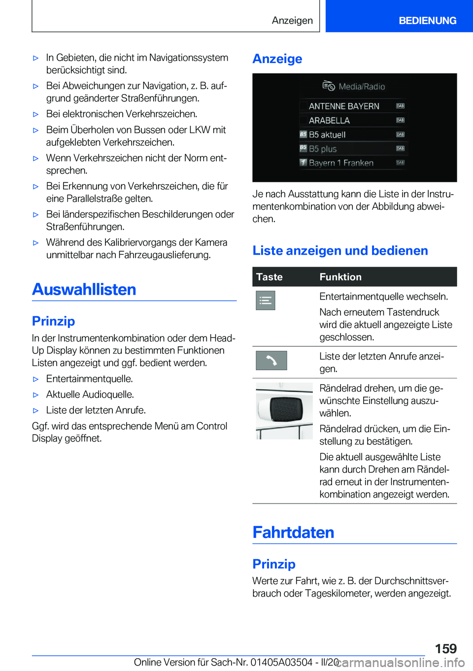 BMW X3 2020  Betriebsanleitungen (in German) x�I�n��G�e�b�i�e�t�e�n�,��d�i�e��n�i�c�h�t��i�m��N�a�v�i�g�a�t�i�o�n�s�s�y�s�t�e�m�b�e�r�