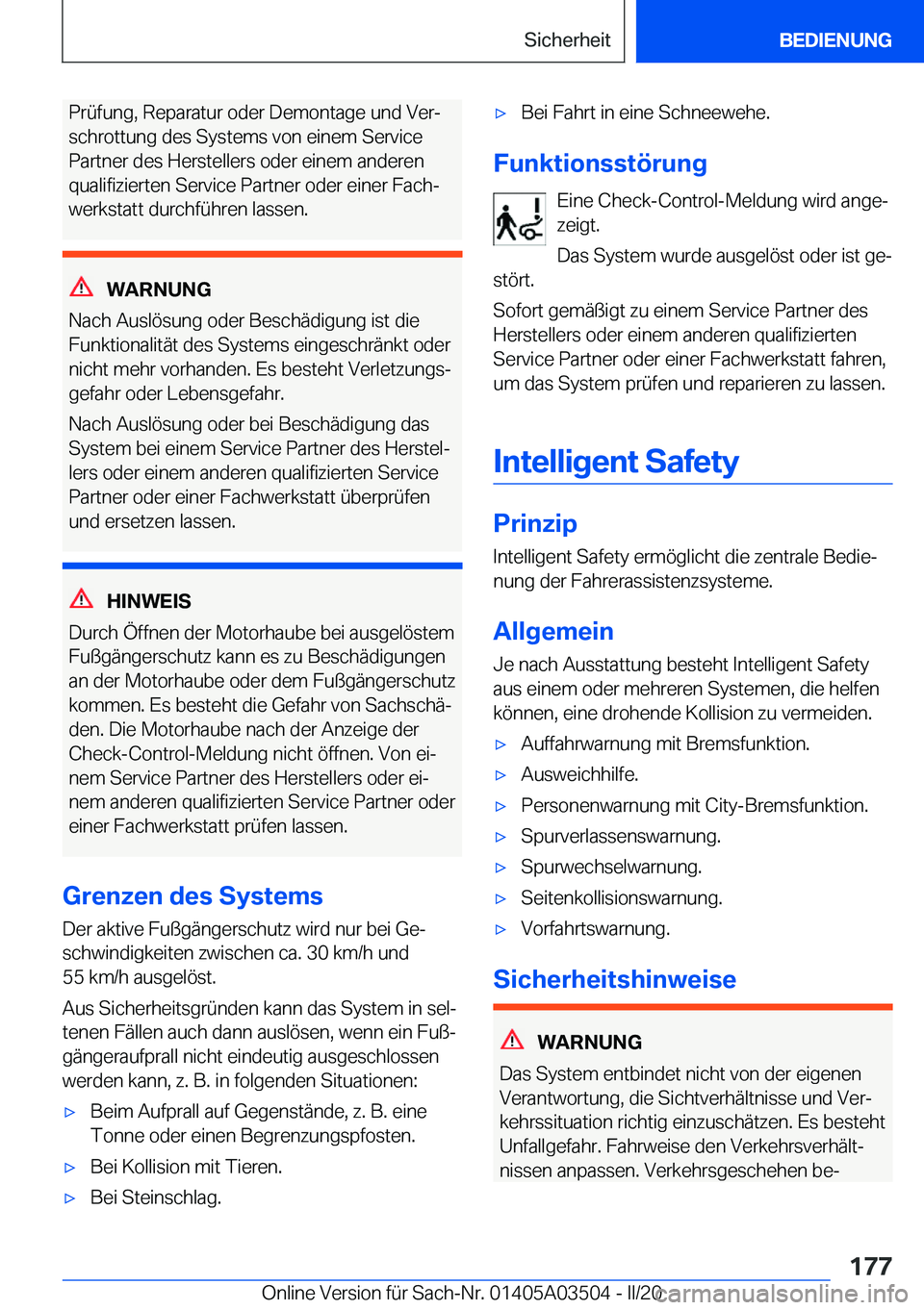BMW X3 2020  Betriebsanleitungen (in German) �P�r�