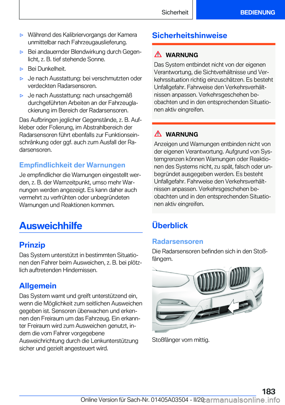 BMW X3 2020  Betriebsanleitungen (in German) x�W�