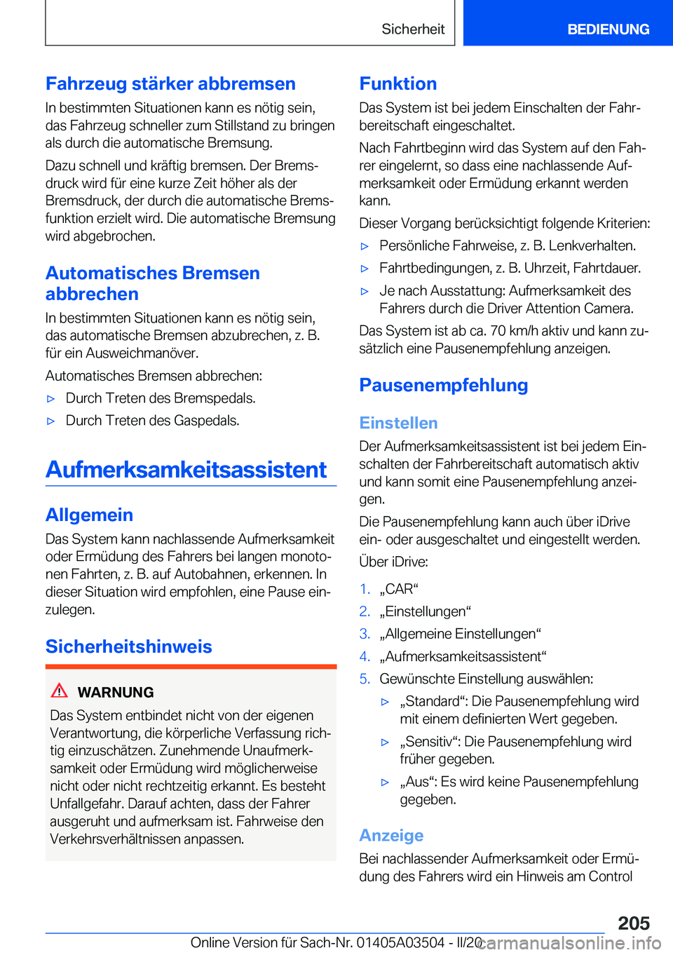 BMW X3 2020  Betriebsanleitungen (in German) �F�a�h�r�z�e�u�g��s�t�